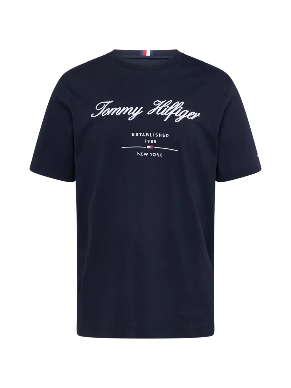 Футболка Tommy Hilfiger с текстурированным логотипом, темно-синего цвета