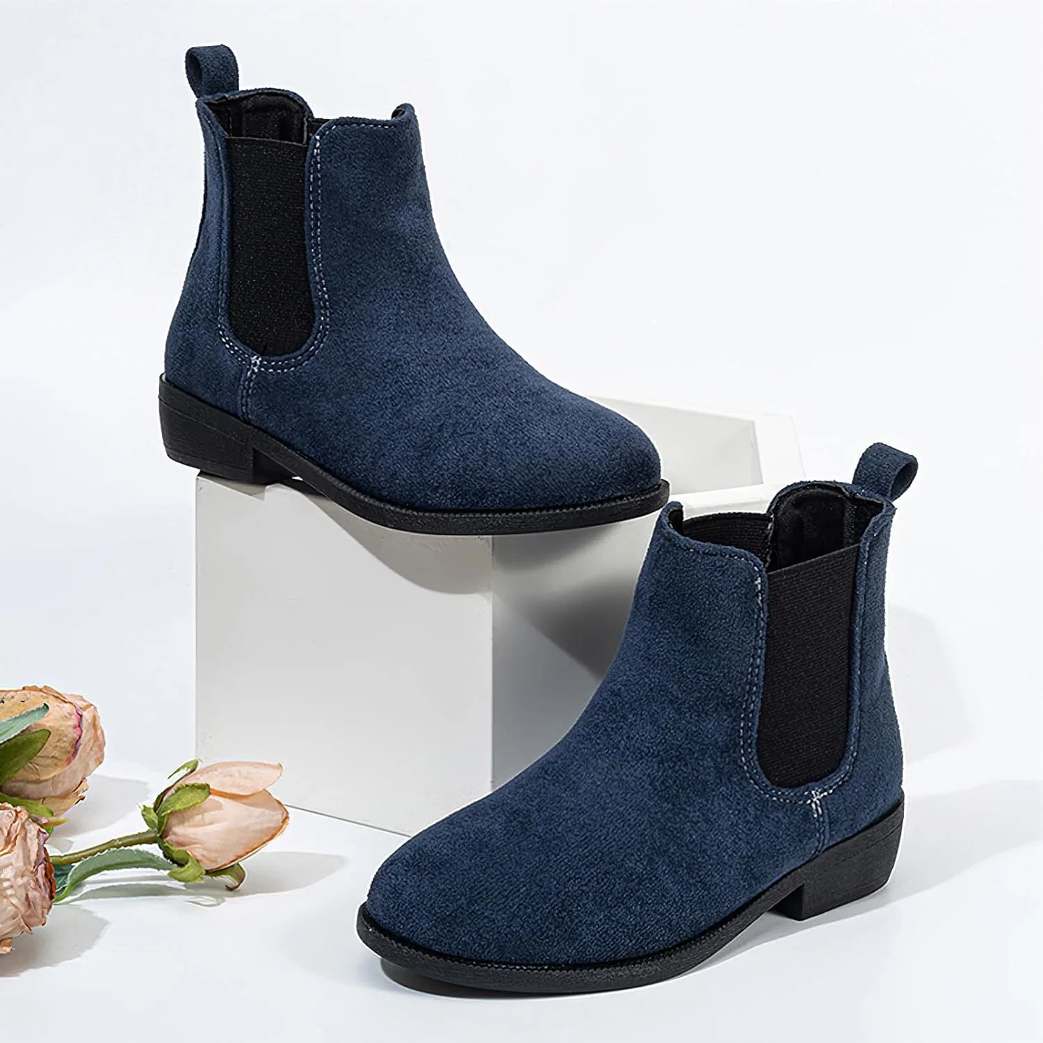 Детские зимние ботинки из искусственной замши на щиколотке rismart, Blue — фото 2