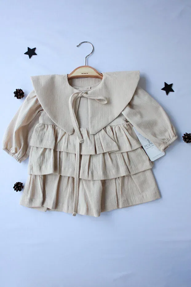 Детское платье для девочек хлопковое Pio Kids, Beige — фото 3