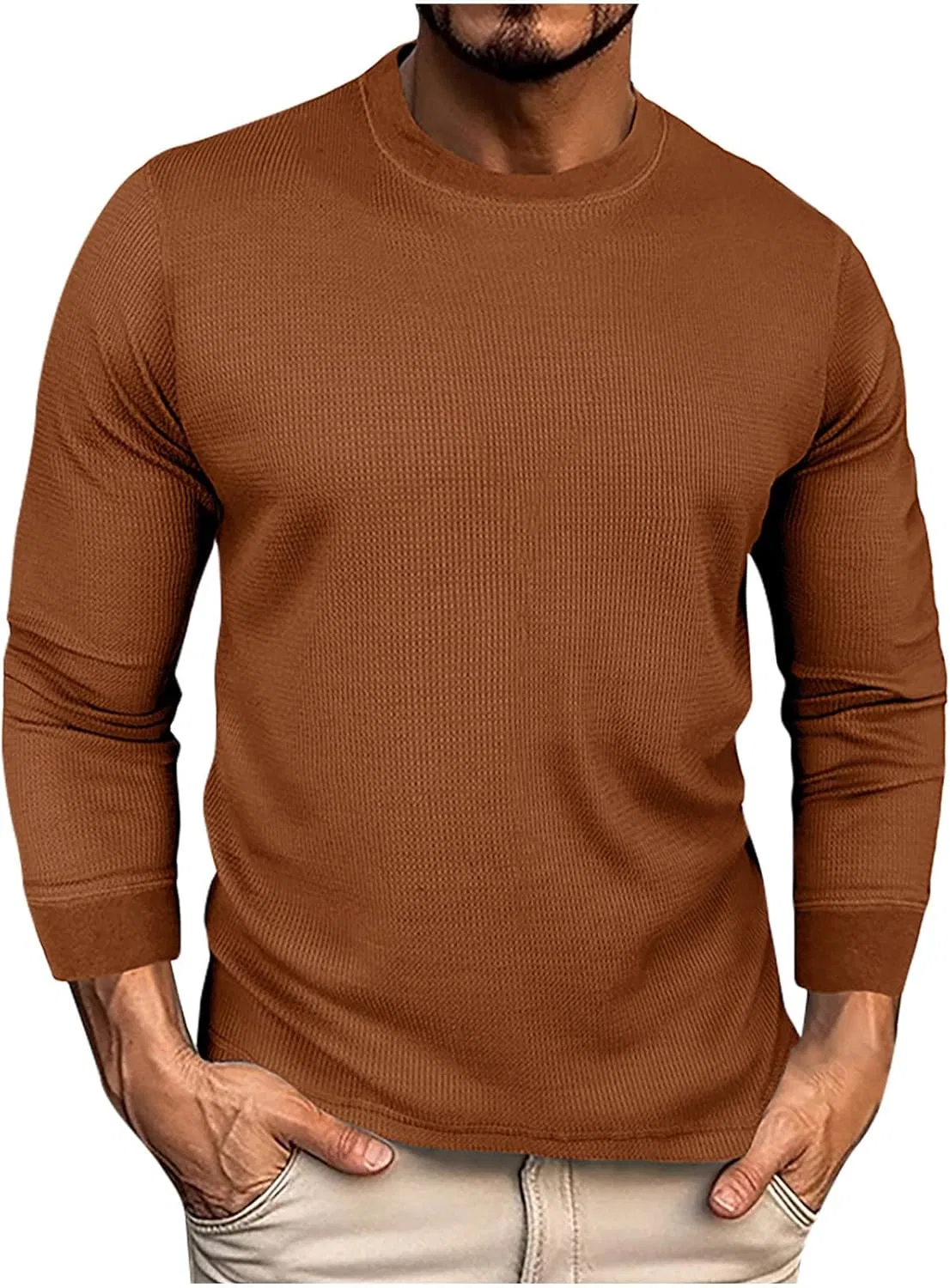 Мужская длинная футболка для бега slim fit, Khaki