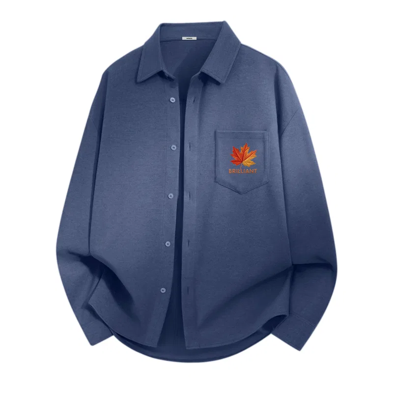 Детская рубашка с принтом Gradient Maple Leaf Chest Logo MINISO, Blue (Anti-Static Flannel)