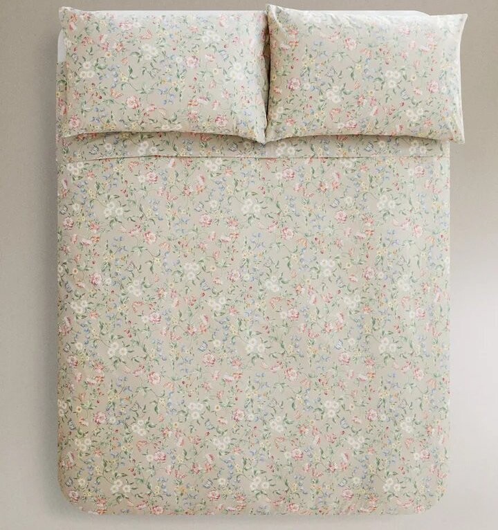 

Пододеяльник Zara Home Floral Print, бежевый