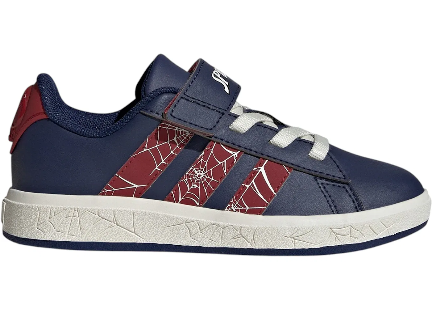 Детские кроссовки Lifestyle с принтом Marvel Spider-Man Adidas Grand Court, Dark Blue/Active Maroon/Off White