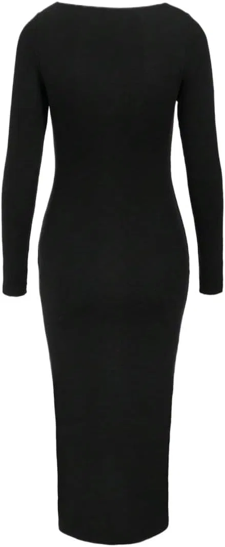Женское элегантное платье-бодикон с разрезом Asymmetric Neck, Black — фото 2
