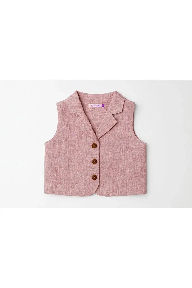 Детский комплект из жилета и юбки-платья для девочек хлопковый Tinytrends, Pink — фото 4