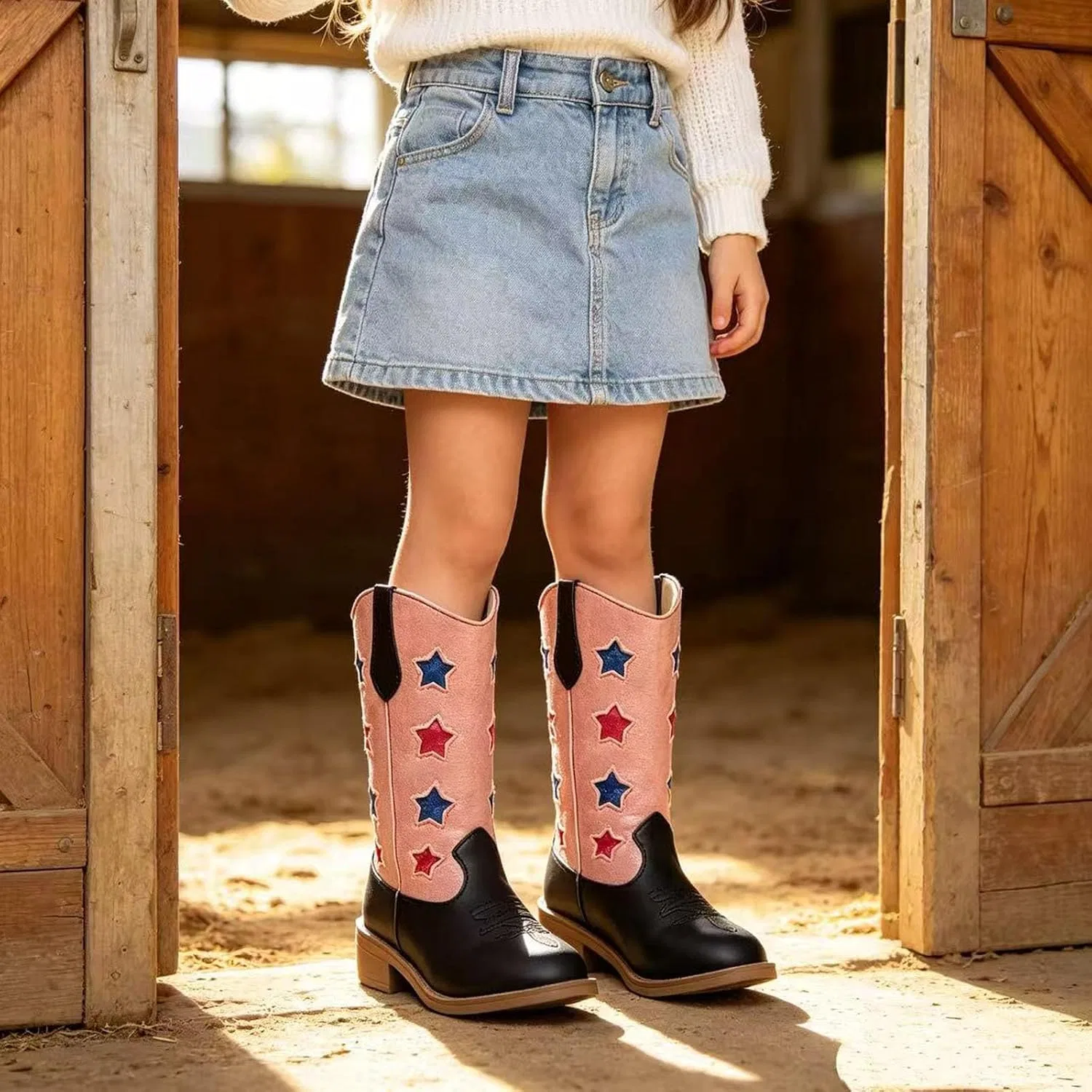 Детские сапоги для девочек и мальчиков с принтом, Cowboy Boots, Pink — фото 2