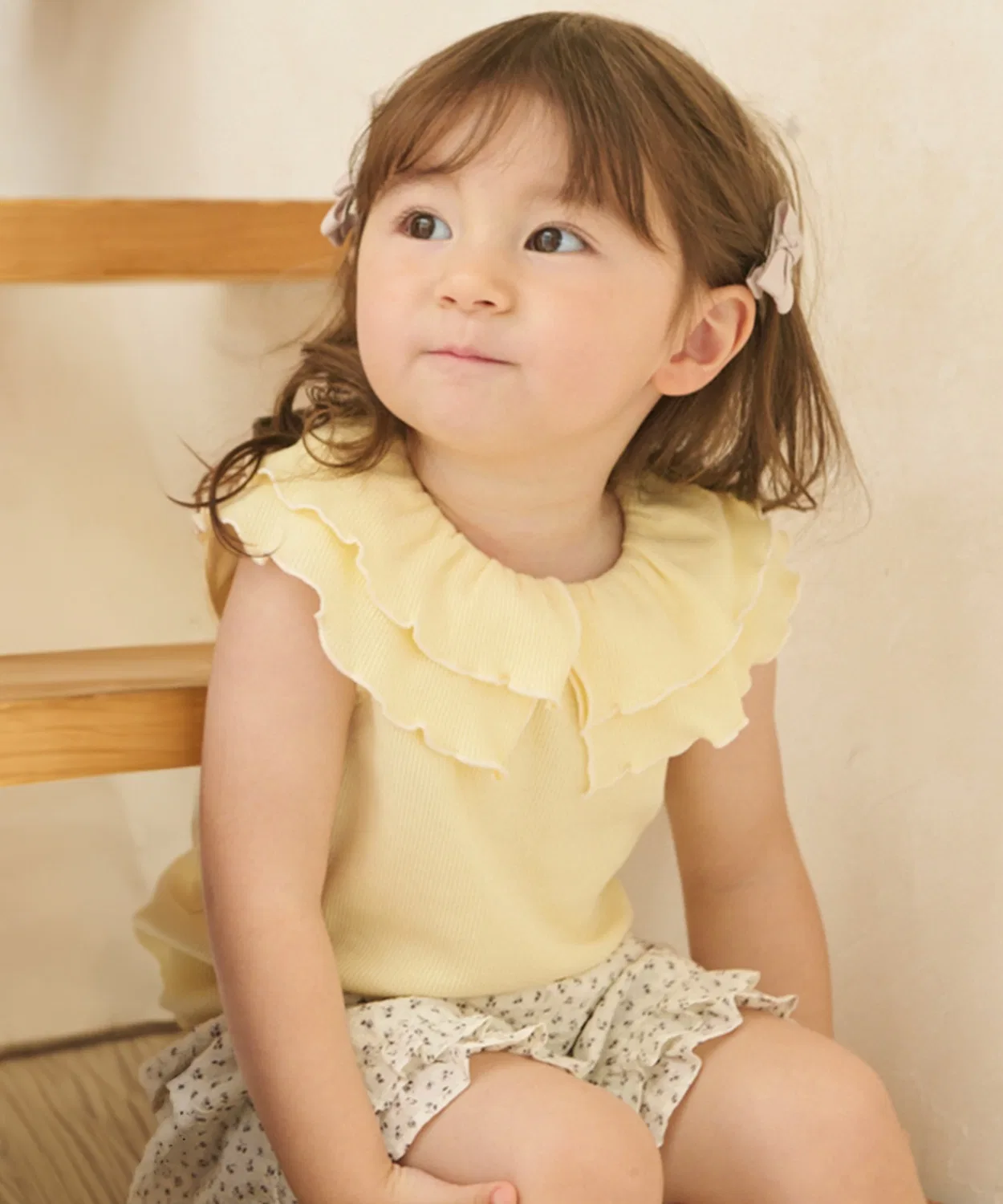Детская футболка без рукавов с контактной прохладой Mellow Collar T-Shirt petit main, Yellow