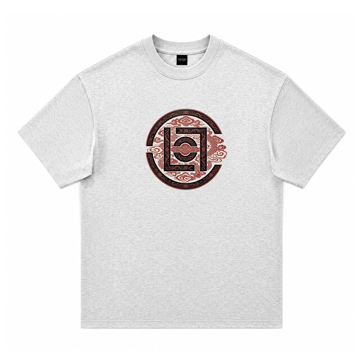 Детская футболка с круглым вырезом, средняя посадка, прямой крой, CLOT, White Heather Gray