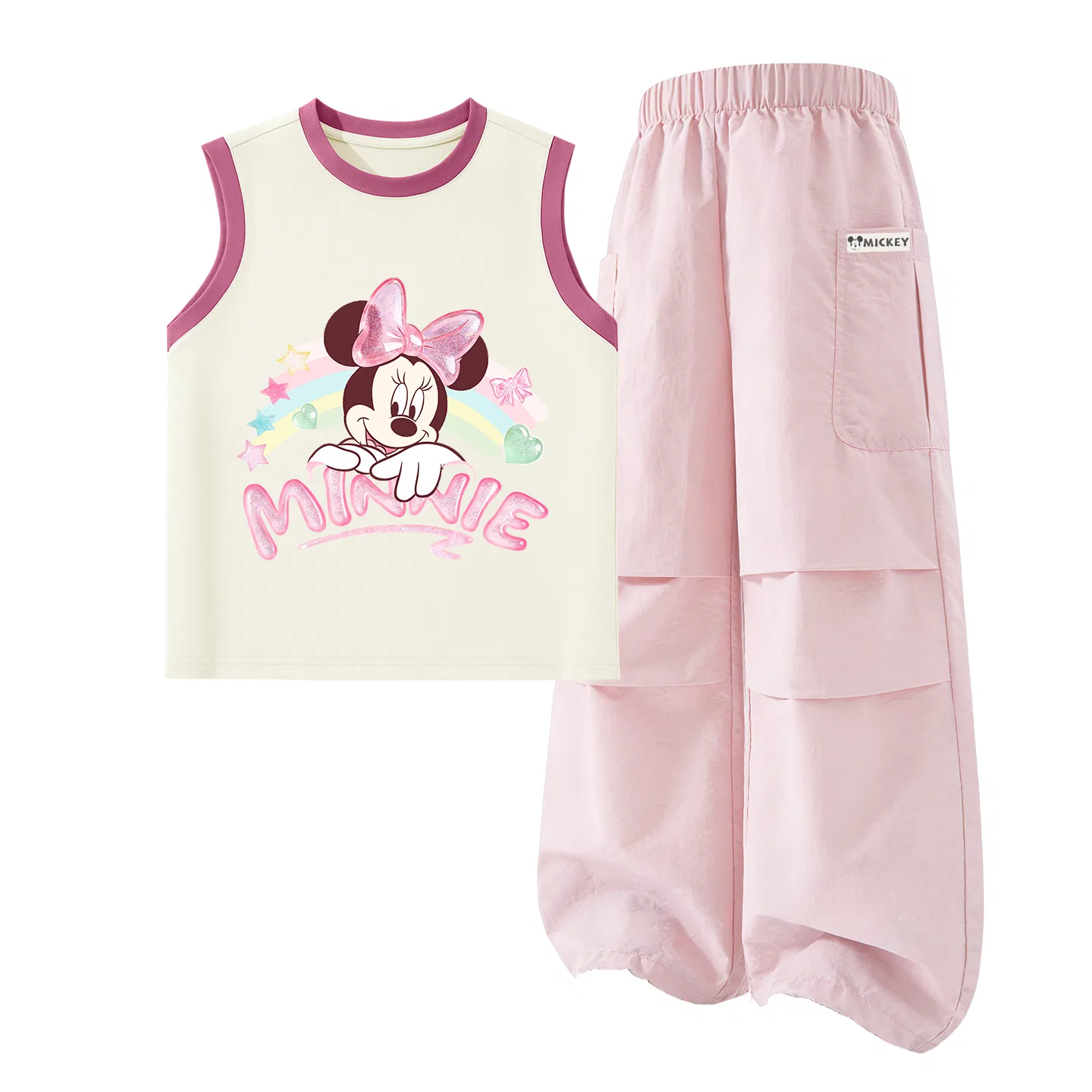 Детский спортивный костюм, круглый вырез, тонкий, дышащий, Disney, Crystal Rose