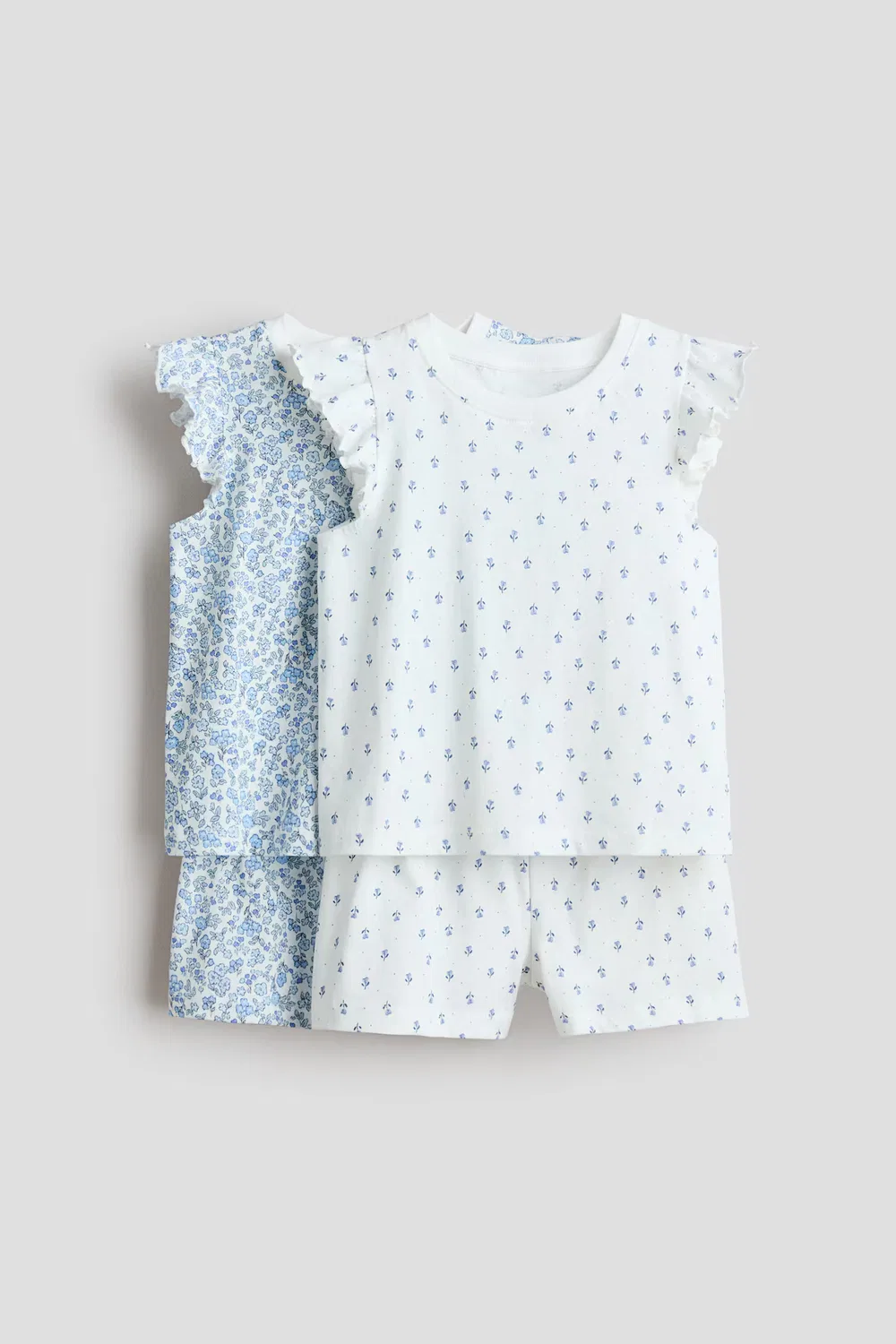 Комплект из двух пижам с оборками на рукавах H&M, Weiß/Geblümt