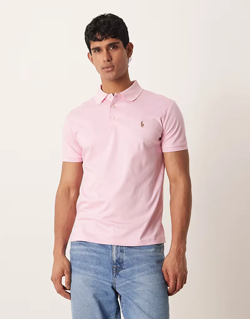 Футболка трикотажная с коротким рукавом и логотипом Icon Polo Ralph Lauren, кремовый