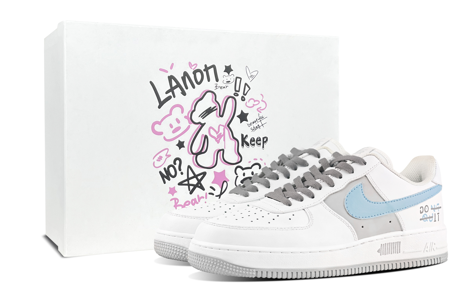 

Nike Air Force 1 Abrasion Resistant Low Top Skateboard Shoes Men's Light Blue