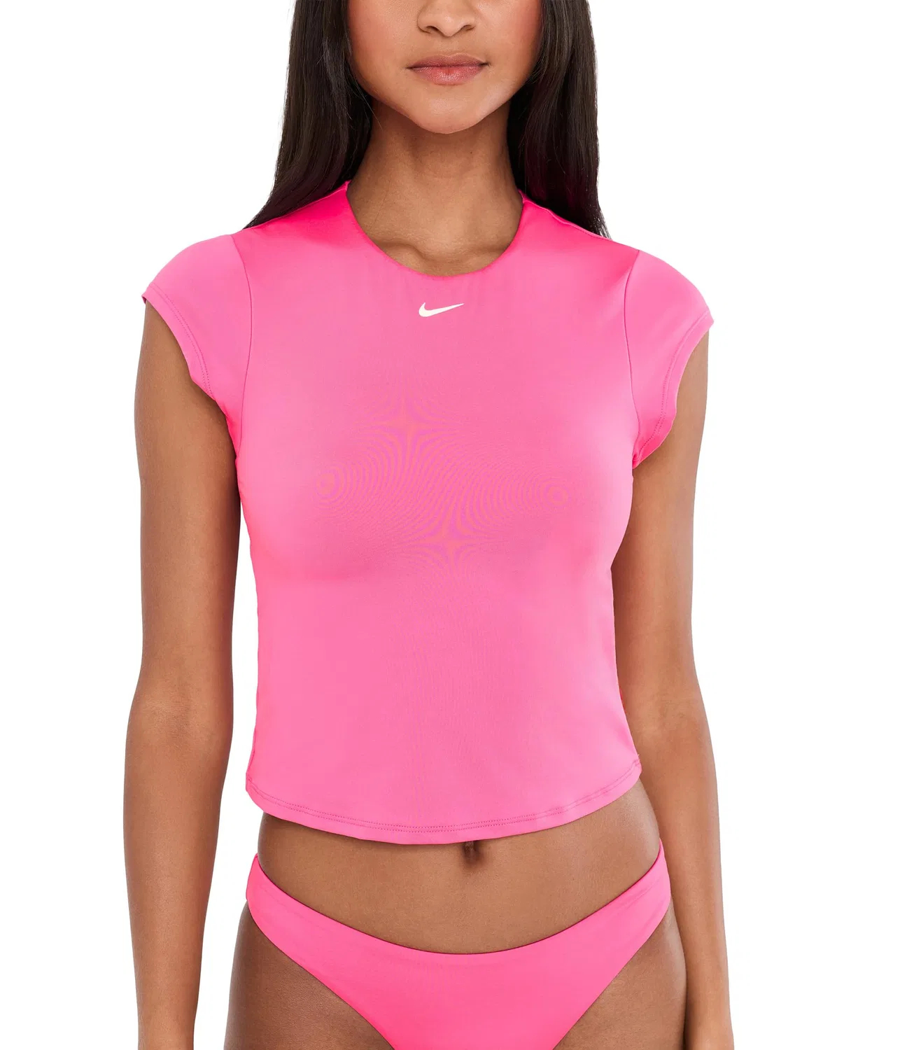 Основной купальный топ с короткими рукавами Nike, Desert Pink