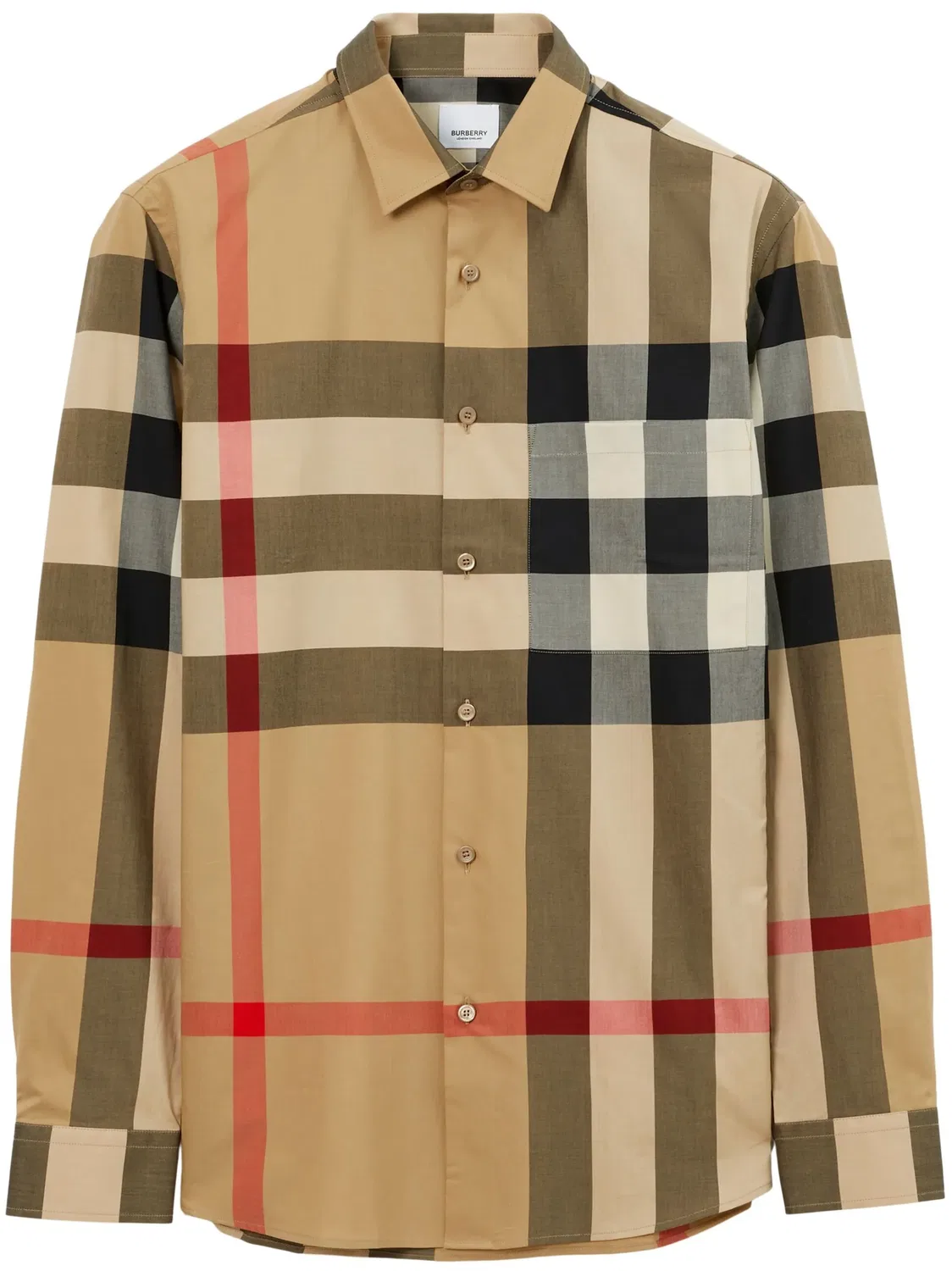 Burberry Рубашка в клетку из хлопка архивного бежевого цвета