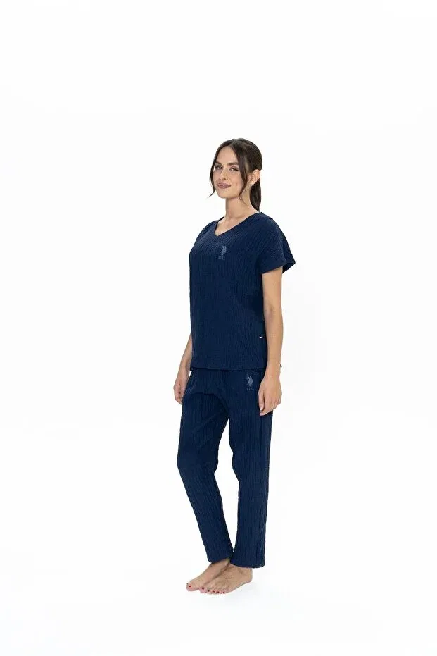 Женский пижамный комплект с коротким рукавом Halloween U.S. Polo Assn., Navy Blue — фото 2