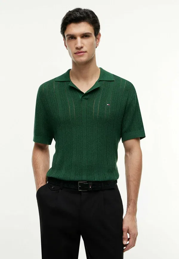 Футболка из смесовой ткани Polo shirt Tommy Hilfiger, Street Green Heather, зеленый