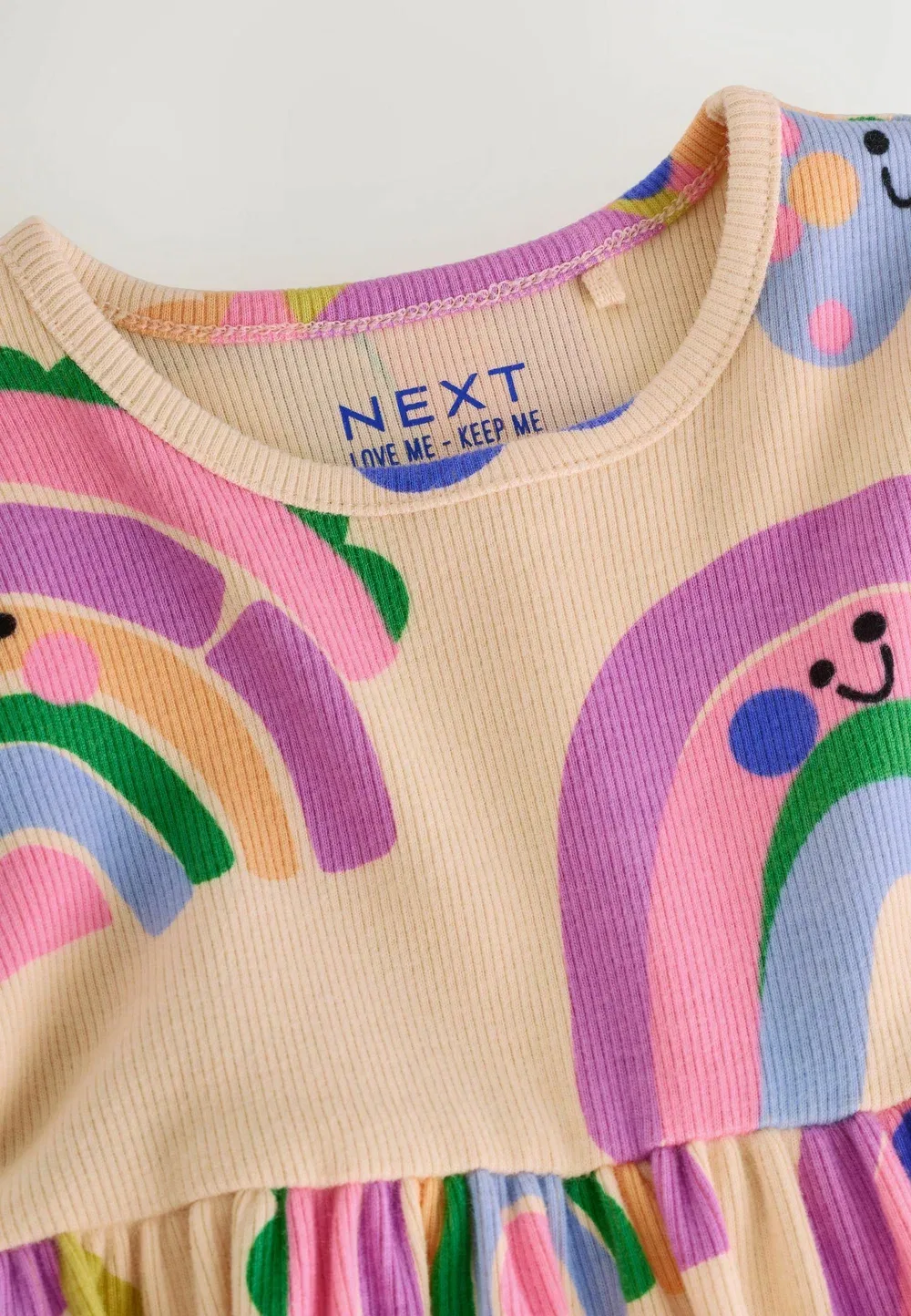 Платье прямого кроя с длинными рукавами, вышитое, в рубчик, трикотажное Next, Rainbow — фото 2