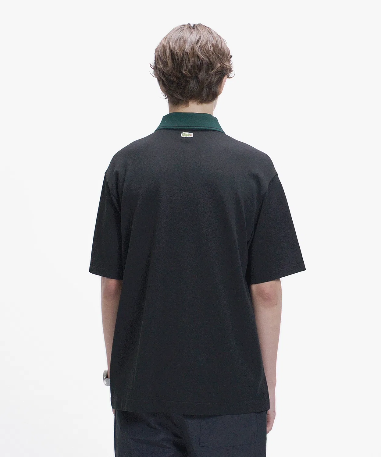 Мужская футболка-поло с принтом крокодила и полосками LACOSTE, Off White — фото 4