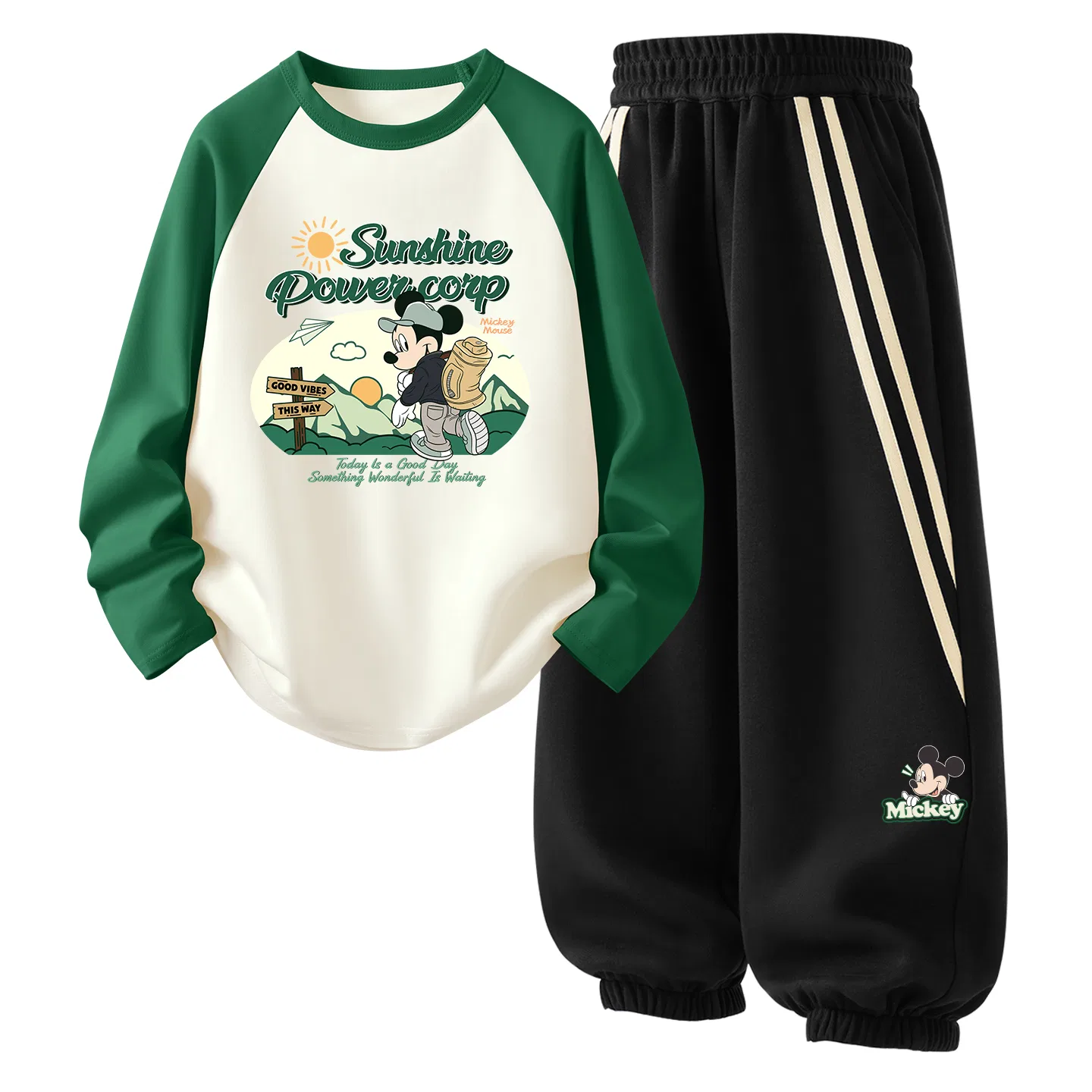 Детский спортивный костюм с принтом Disney, Green Wild Adventure Green/White+Green Smile Face — фото 3