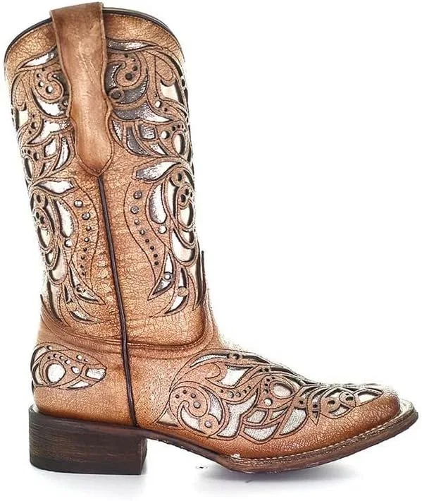 Детские сапоги для девочек с блестящей вставкой Corral Boots, Tan — фото 2