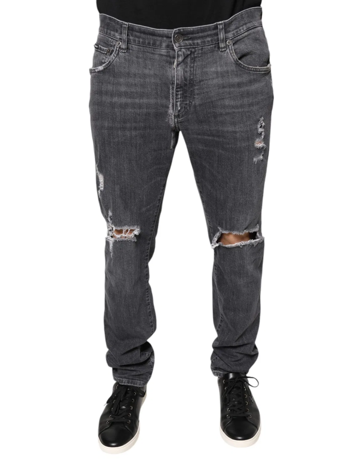 Мужские джинсы скинни с потертостями Denim Jeans Dolce & Gabbana, Dark Gray