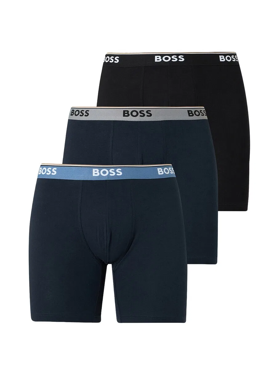 Боксерские шорты BOSS 'Power' в темно-синем, дымчато-синем и черном цветах