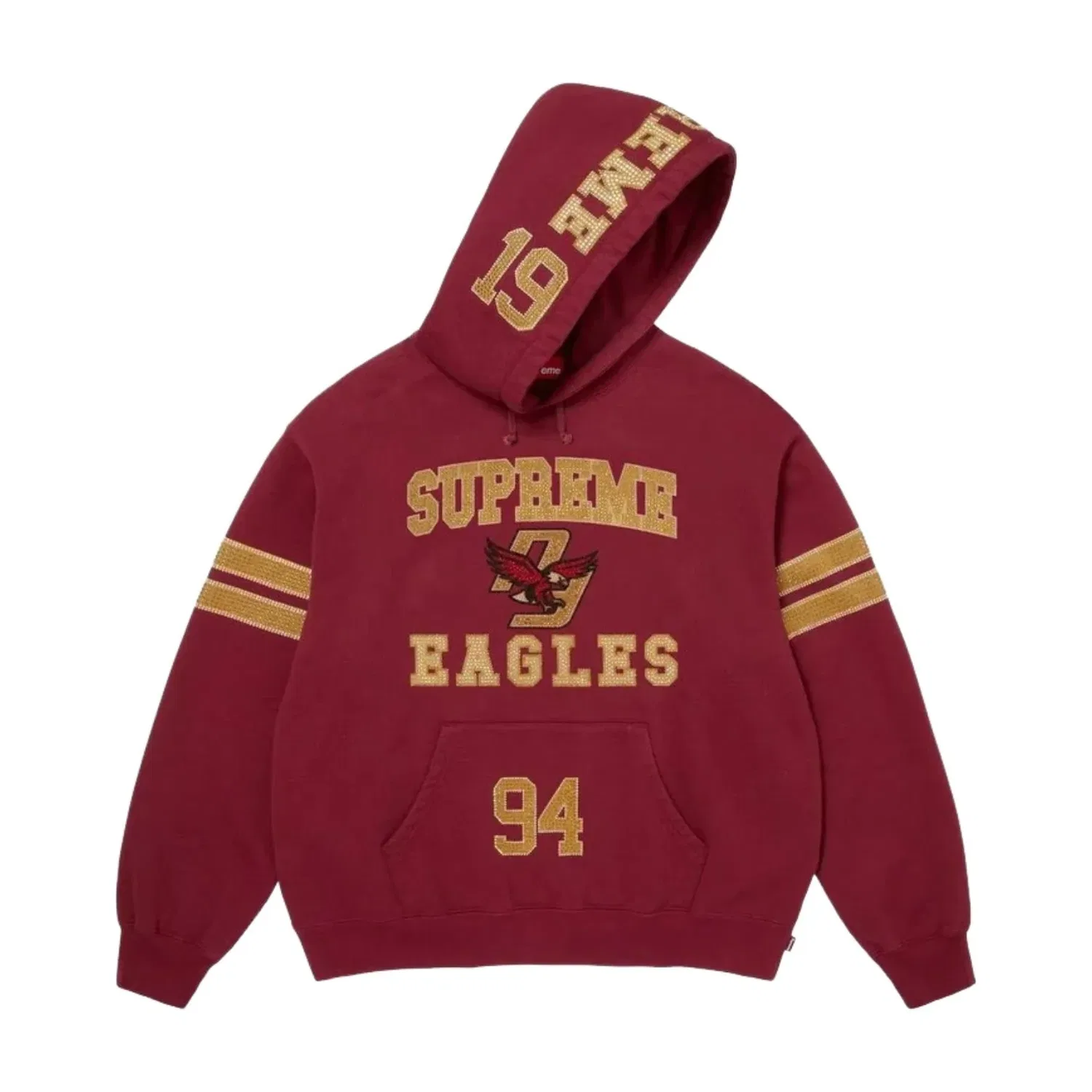 Мужское худи FW26 Rhinestone Eagle Hooded Sweatshirt 'Red' Supreme, красный — фото 2