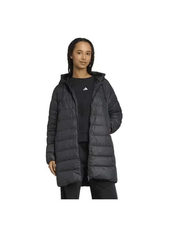Парка утепленная с капюшоном Essentials climawarm 3-stripes Adidas, черный — фото 4