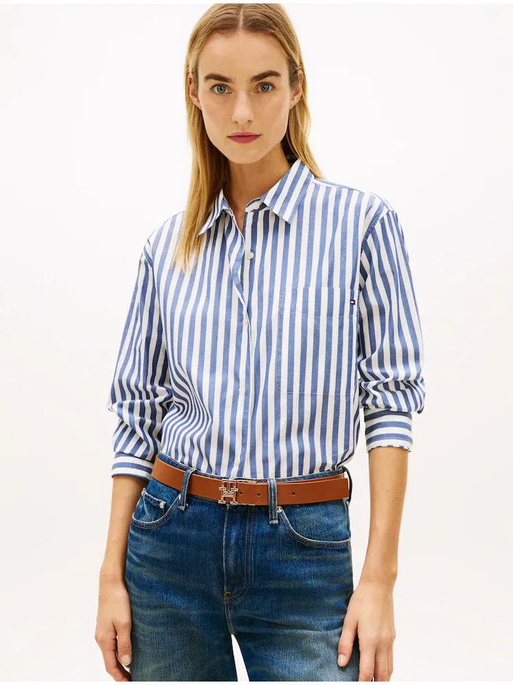 Рубашка с длинным рукавом, полосатая TOMMY HILFIGER, Navy