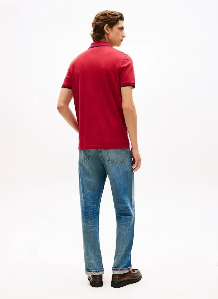 Поло с контрастной отделкой, хлопковое, Regular fit, Tommy Hilfiger, красный — фото 2