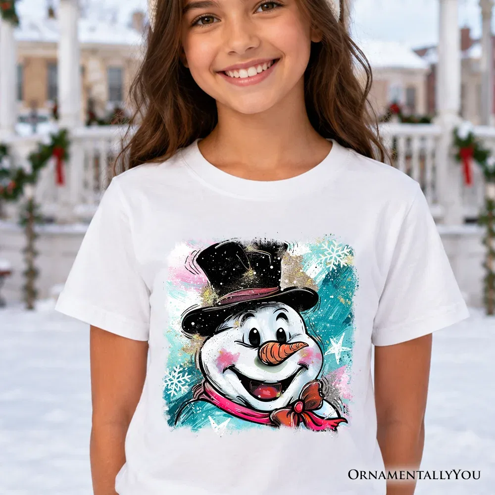 Детская футболка с принтом снеговика Merry Christmas OrnamentallyYou, White — фото 2