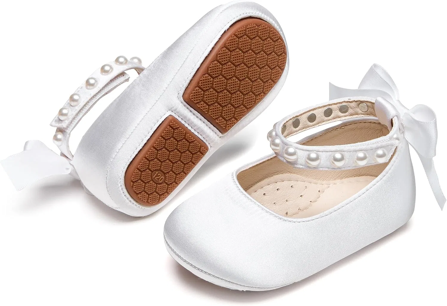 Детские туфли Мэри Джейн для девочек PHIRAMIN, Satin White