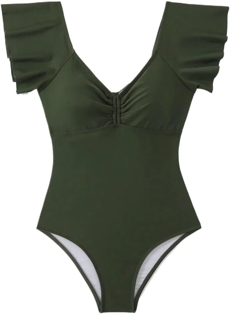 Женский монокини с рюшами High Stretch, Army Green — фото 3