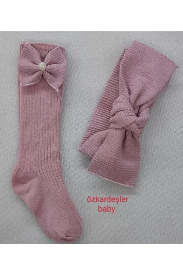 Детские носки для девочек с бантом Özkardeşler Baby, Dried Rose