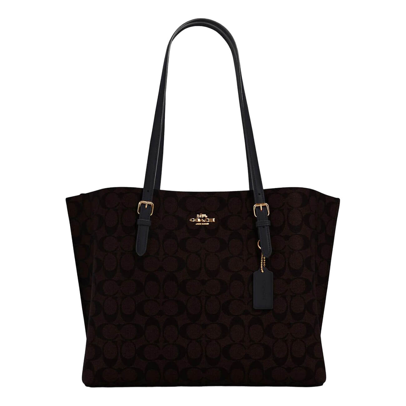 

Сумка Coach Outlet Mollie Tote in Signature Canvas, темно-коричневый/черный