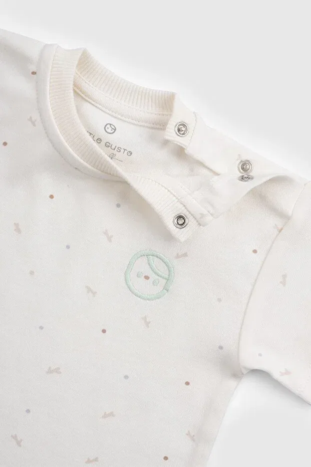 Детская футболка с принтом Organic Cotton Twig Ecru Baby Little Gusto, Ecru — фото 4