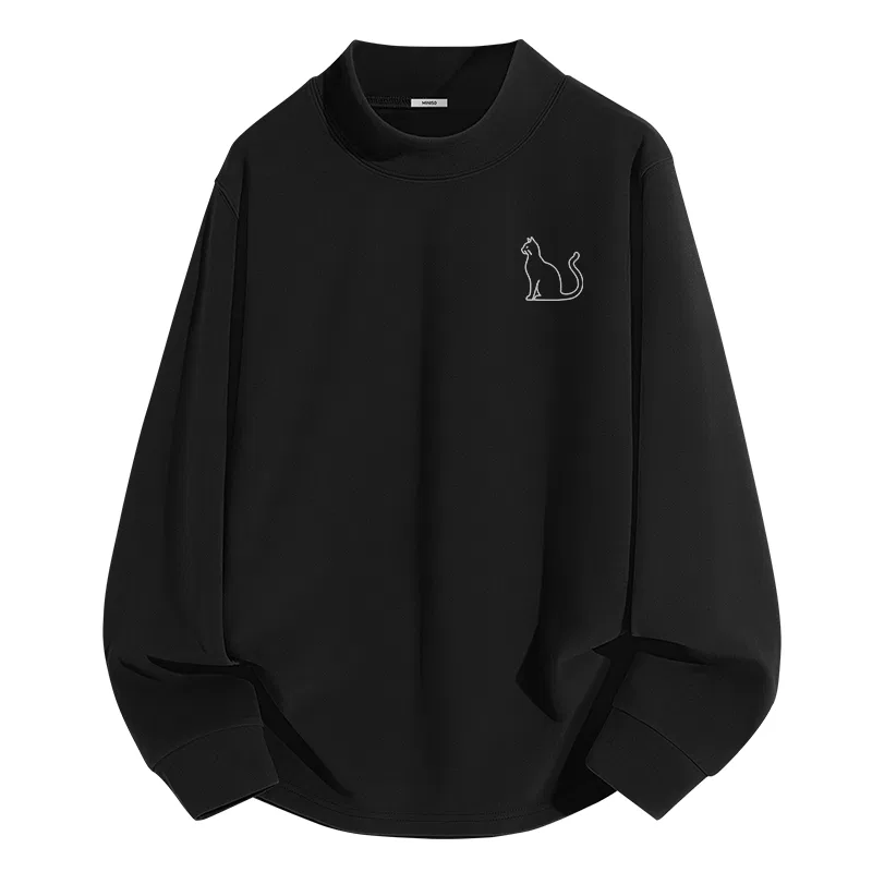 Детская футболка с длинным рукавом MINISO, Integrated Polar Fleece Black (Knowledge Cat Chest Logo)