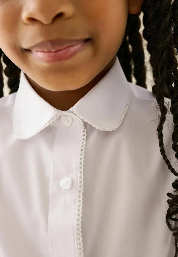 Блузка хлопок Regular fit girls short sleeve edge collar school shirts 2 pack Next, white, белый