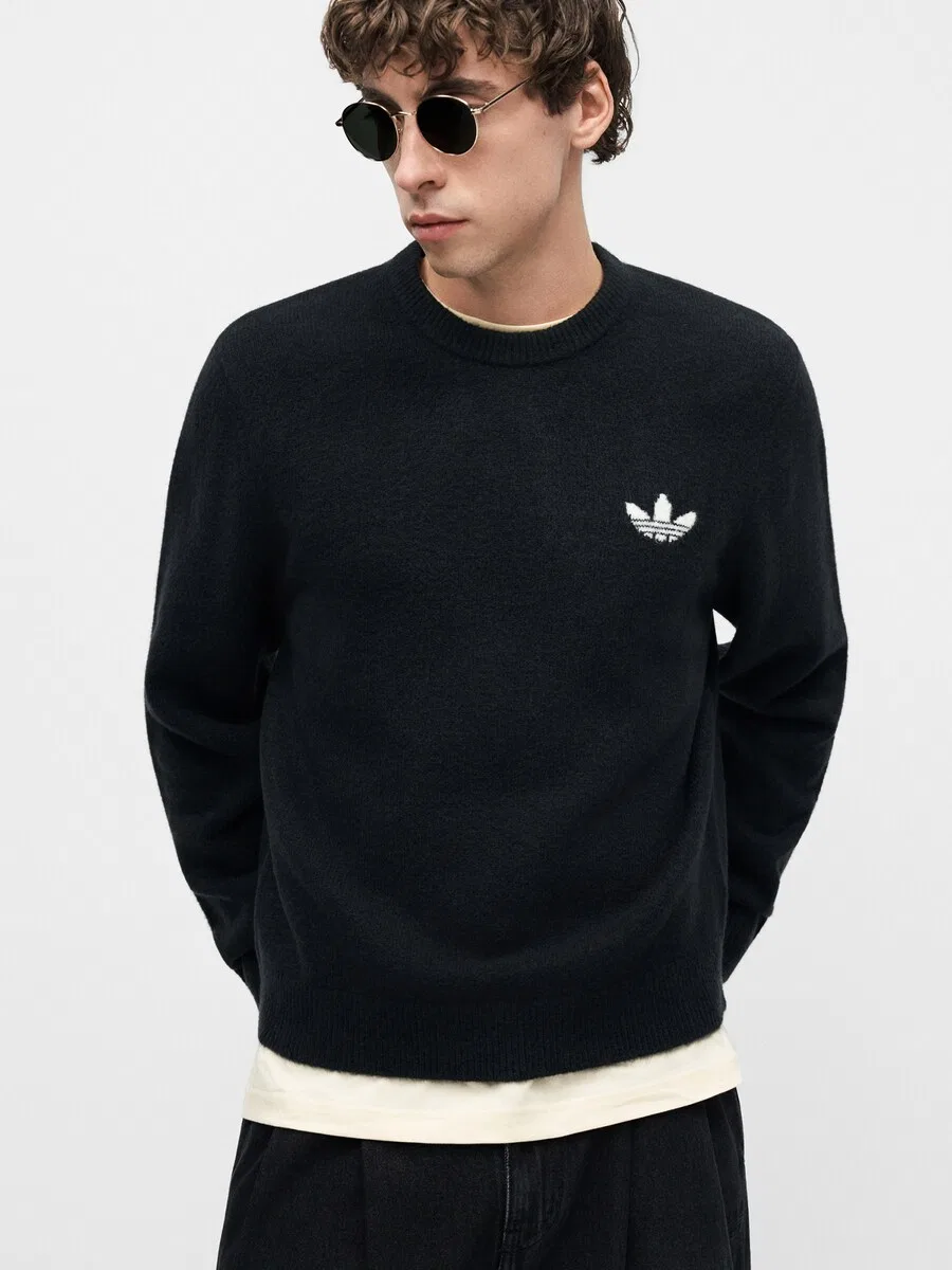 Свитер ADIDAS ORIGINALS 'Trefoil Essentials' черного цвета — фото 3