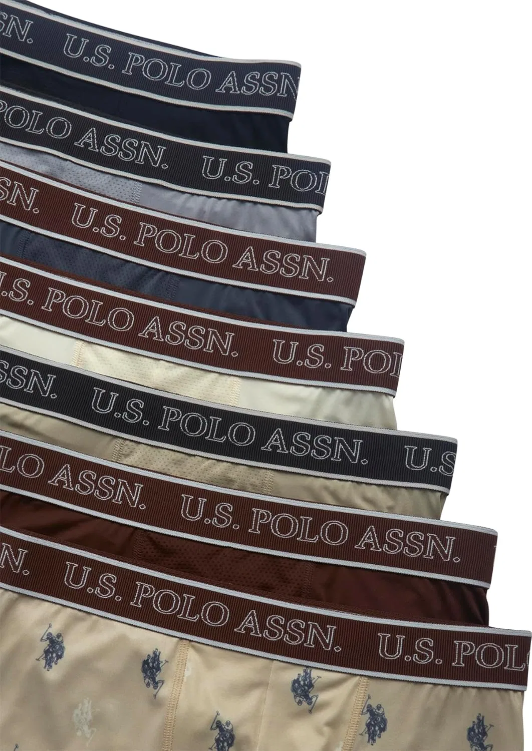Боксеры 7-pack, U.S. POLO ASSN., Black/Brown/Print/Bone White/Beige/Grey — фото 3