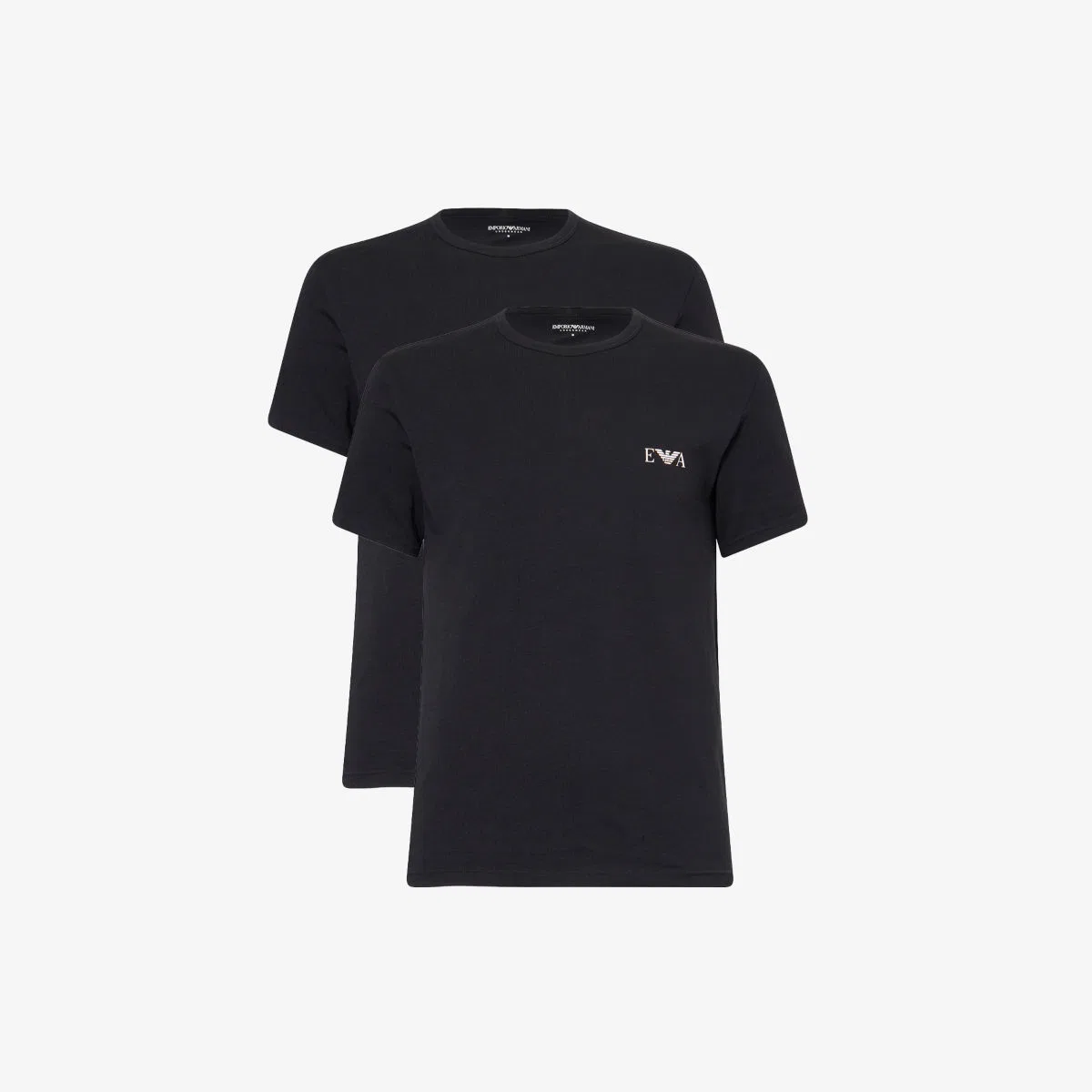 Комплект из двух хлопковых футболок с логотипом бренда Emporio Armani, черный