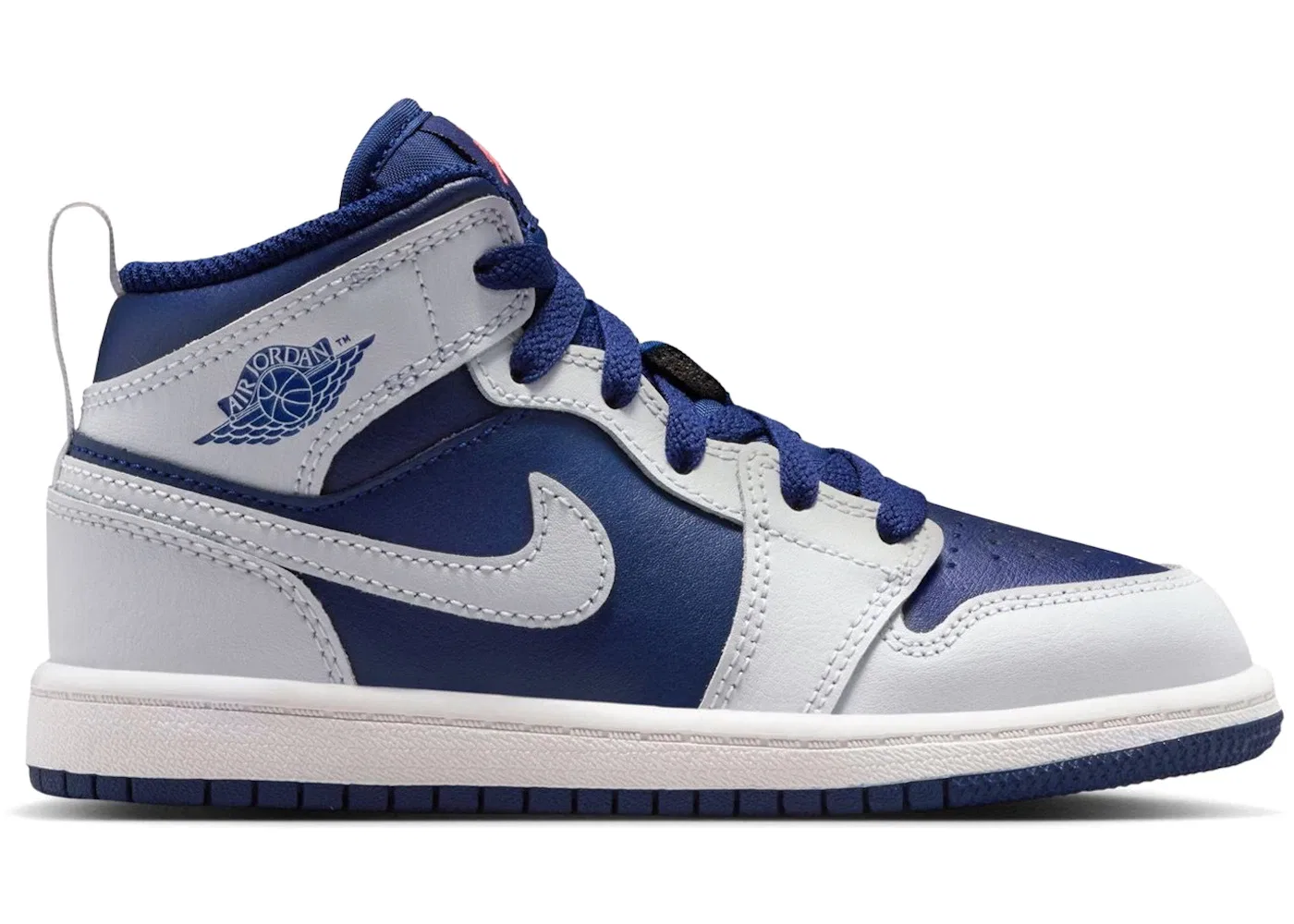 Детские кроссовки с высоким силуэтом Jordan 1 Mid, Blue Void/Summit White/Hot Lava/Pure Platinum