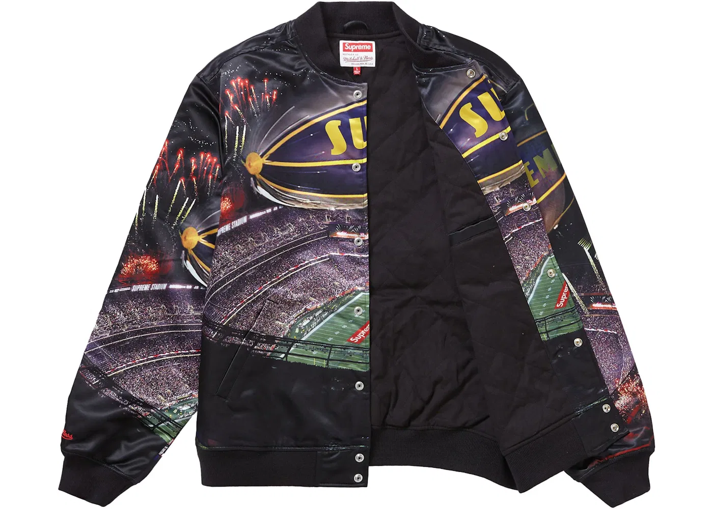 Мужская куртка-бомбер Satin Varsity Supreme, Black — фото 2