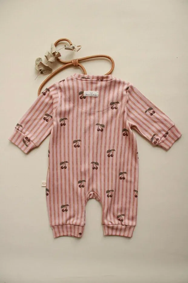 Детский комбинезон для девочек с принтом Stripe Cherry Series Oh La La Koala For Little Ones, Beige — фото 4