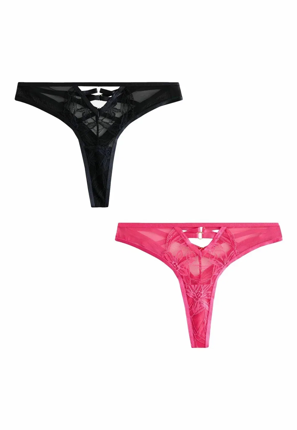 Трусики-Стринги с кружевными бретелями, комплект из 2 штук - стринги Next, Pink Black