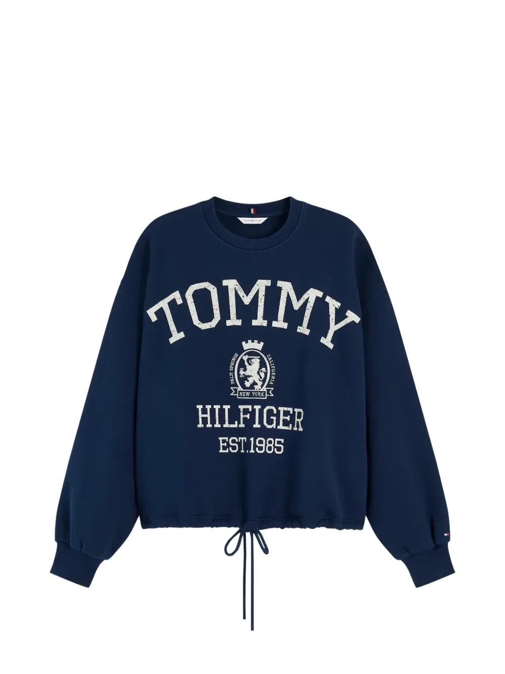 Свитер с принтом логипа Crest и кулиской по краю Tommy Hilfiger, синий