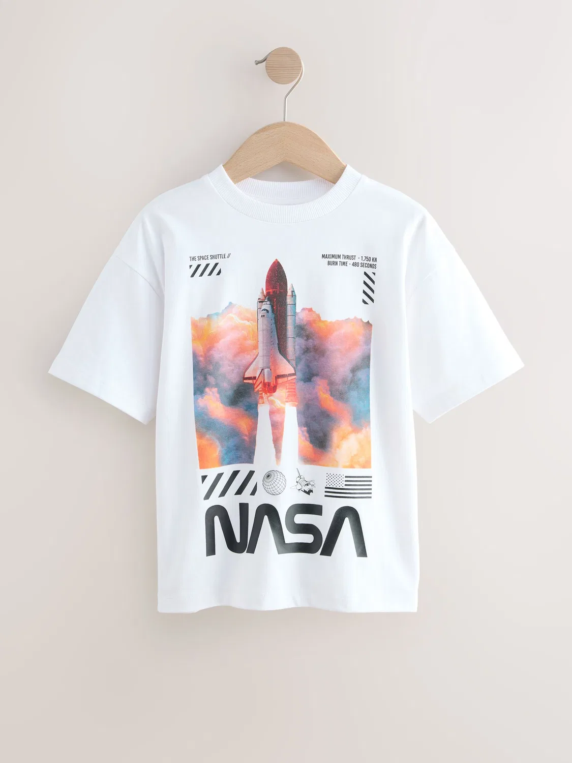 Футболка NASA с коротким рукавом Next, белый