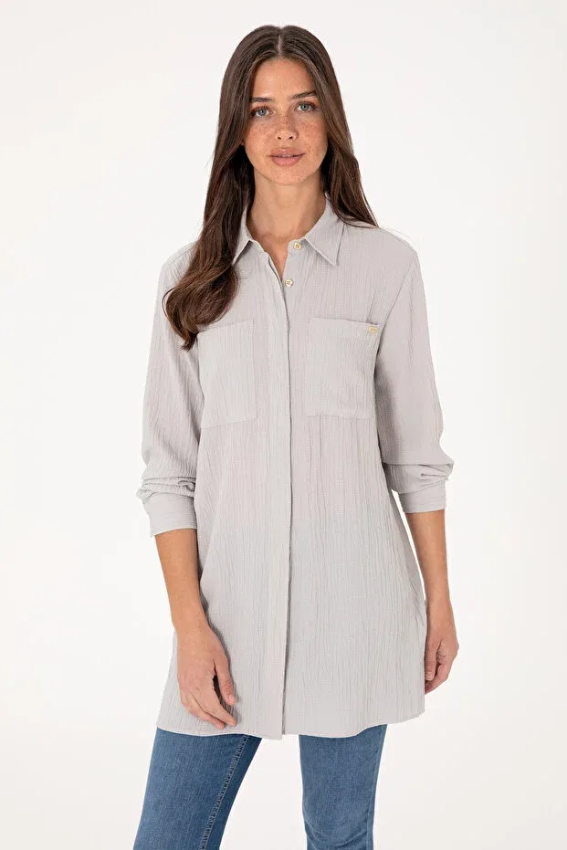 Женская туника с длинным рукавом U.S. Polo Assn., Light Gray — фото 3