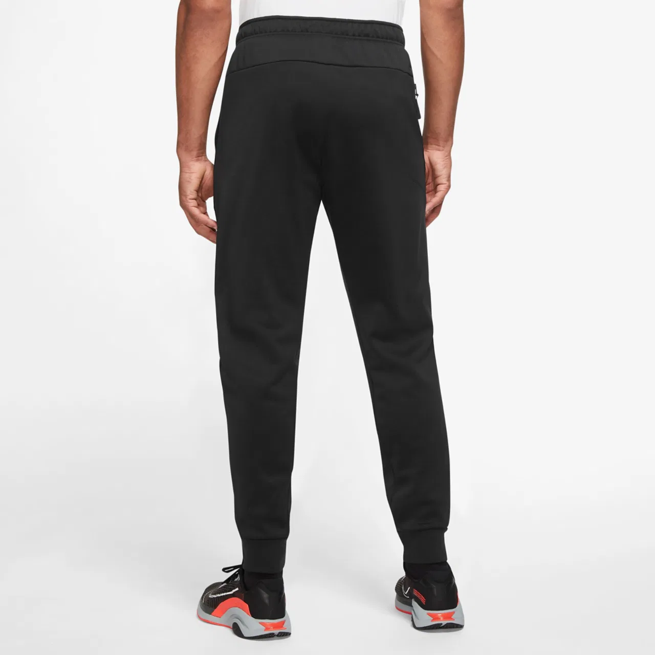 Мужские спортивные брюки из флиса с зауженным кроем Nike Therma Fleece Taper Pants, Black/Black/White — фото 3
