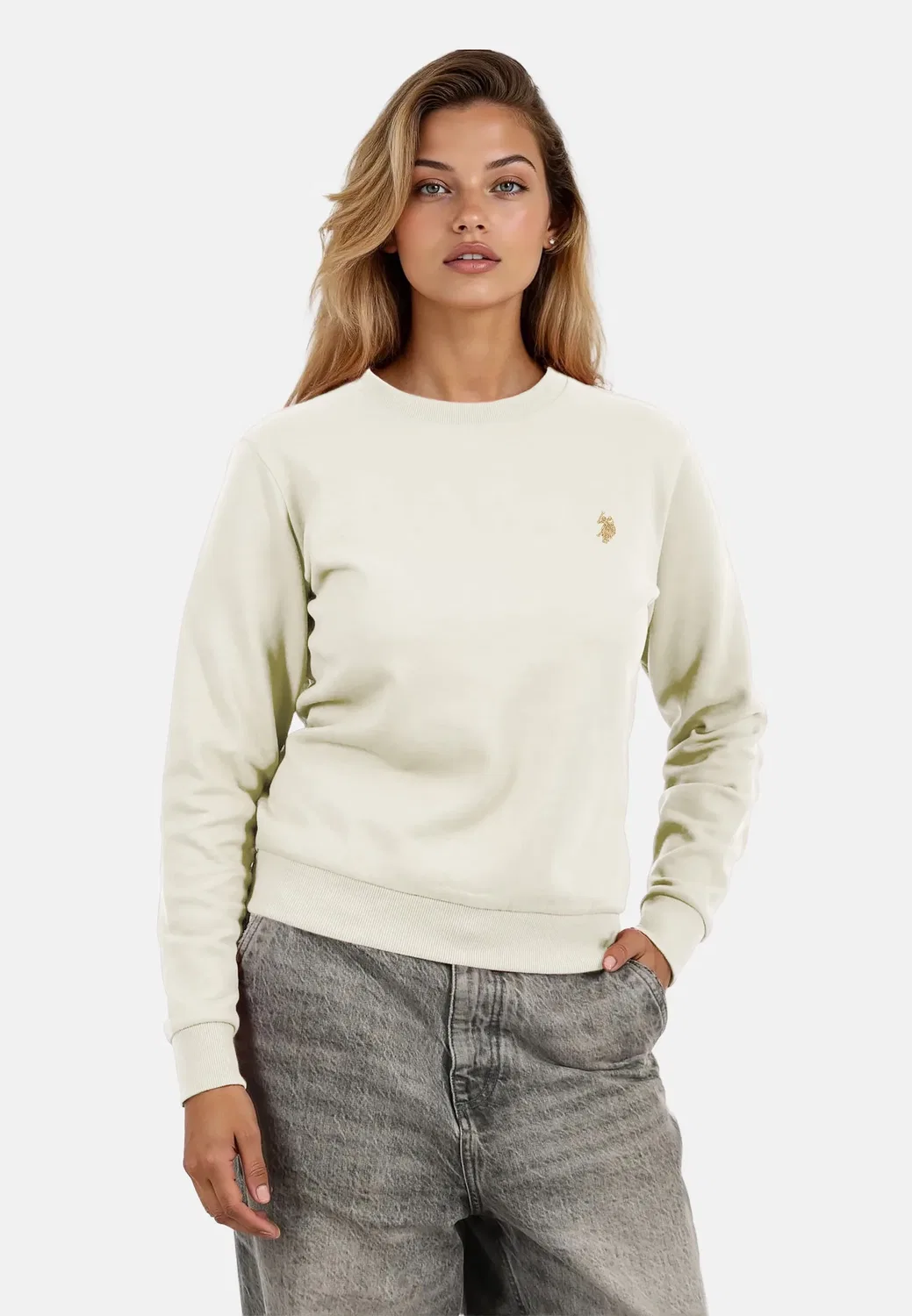 Женский пуловер USZoee U.S. Polo Assn., White/Beige
